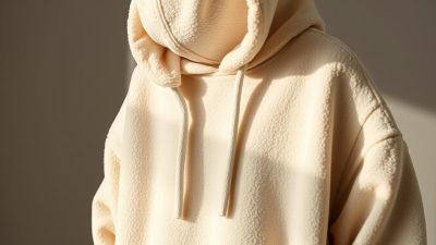 Hoodie ukuran oversized dengan detail bahan berkualitas